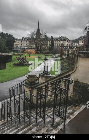 Staircase at Parade Gardens in Bath, Somerset, England, UK. Stock Photo