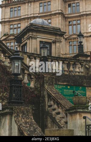 Staircase at Parade Gardens in Bath, Somerset, England, UK. Stock Photo