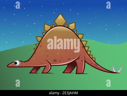 Cartoon-style illustration for kids - Stegosaurus Stock Photo