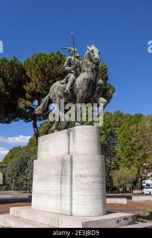 Statue of George Kastrioti Skanderbeg at Piazza Albania in Rome, Italy ...