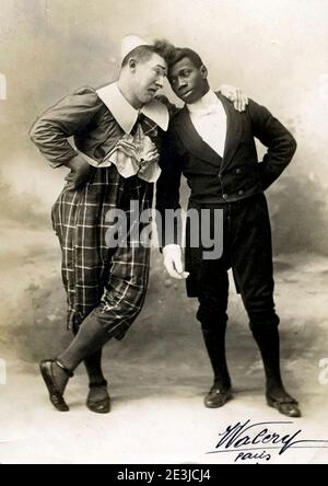 Foottit and Chocolat - Vintage clown double act. Stock Photo