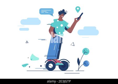Guy riding gyro scooter Stock Vector