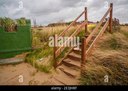 Southport Seafront & Promenade, Ocean Plaza, Ramada Hotel, Bliss Hotel, Genting Casino, Marine Lake, Marine Way Bridge, Pier, Funland, Pleasureland Stock Photo