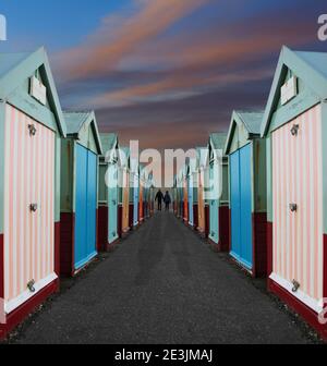 seaside pairing with symmetrical beach huts