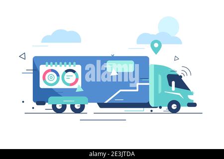 Autonomous truck drive on road Stock Vector