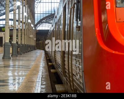 Lisbon, Portugal - Jan 2018: Interior of Rossio Train Station, Rossio Railway Central Station, build in 1887. A 19th century Train Station built in Ne Stock Photo