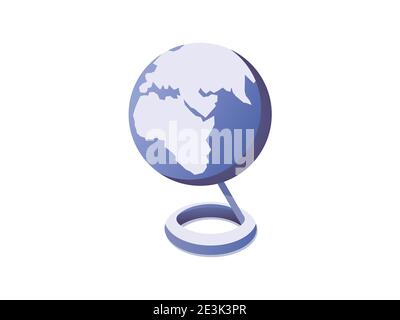 Desktop world globe with blue oceans isolated on a white background. Stock Vector