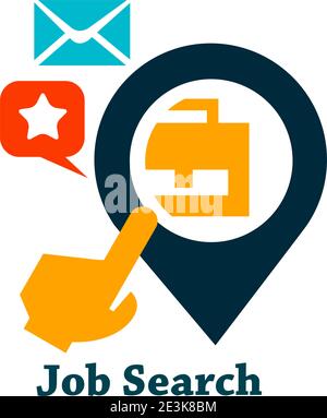 Job search icon on white for web and mobile. Stock Vector