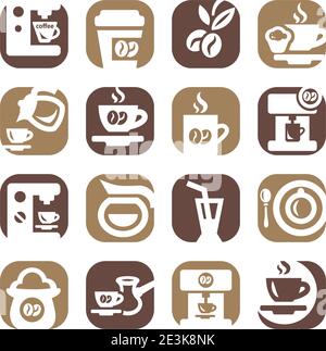 Color Coffee Icons Set Created For Mobile, Web And Applications. Stock Vector