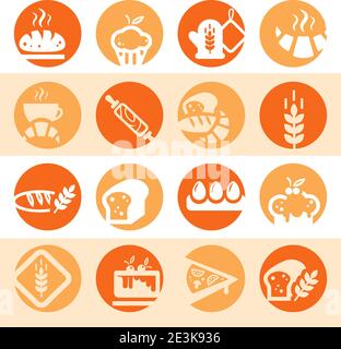 Elegant Colorful Bakery Icons Set Created For Mobile, Web And Applications. Stock Vector