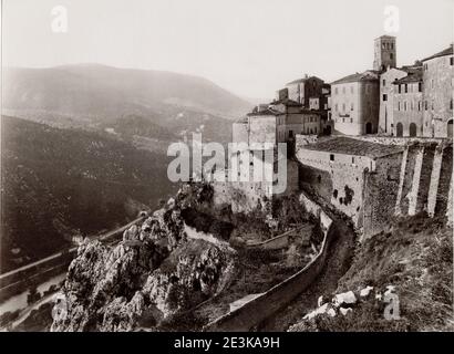 19th century vintage photograph: Narni is an ancient hilltown and commune of Umbria, in central Italy. Stock Photo