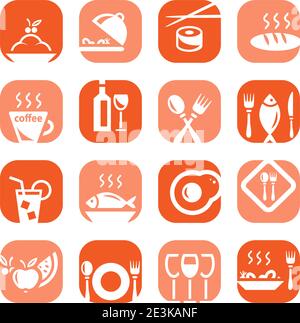 Elegant Colorful Restaurant Icons Set Created For Mobile, Web And Applications. Stock Vector