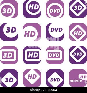 Color Movie Icons Set Created For Mobile, Web And Applications. Stock Vector