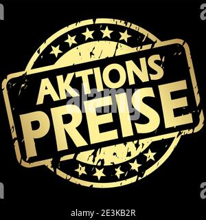 EPS 10 vector with round golden colored stamp with banner and text Special prices (in german) Stock Vector