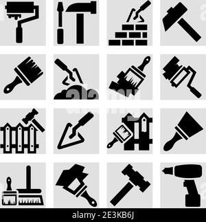 Elegant Construction And Repair Icons Set Created For Mobile, Web And Applications. Stock Vector