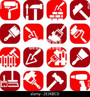Color Construction And Repair Icons Set Created For Mobile, Web And Applications. Stock Vector