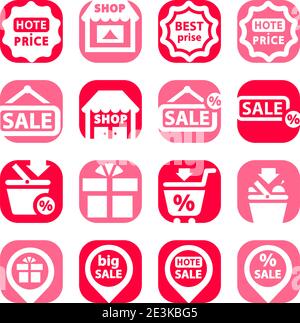 Color Shopping Icons Set Created For Mobile, Web And Applications. Stock Vector