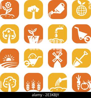 Elegant Gardening Icons Set Created For Mobile, Web And Applications. Stock Vector