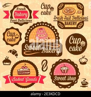 Elegant Vector Bakery Labels And Badges Set. All elements are grouped. Stock Vector