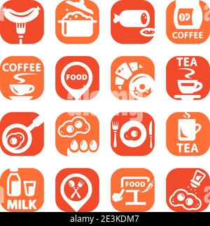 Color Food Vector Icons Set Created For Mobile, Web And Applications. Stock Vector