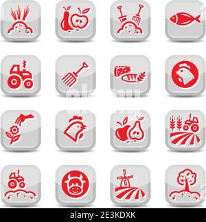 Agriculture And Farming Icons Set for web and mobile. All elements are grouped. Stock Vector