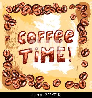 Hand Drawn Coffee Design Template, created as very artistic painterly style Stock Vector