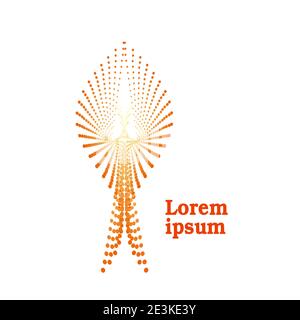 Colored spotted shape for logo, emblem, company symbol, icon, sign. Pattern of red, orange, yellow dots. Abstract design. Industrial concept. Vector Stock Vector