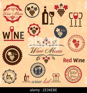 Elegant Vector Wine Labels Collection. Stock Vector