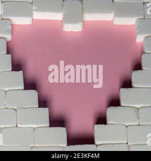 Heart copy space made with sugar cubes. Creative love or valentine concept Stock Photo
