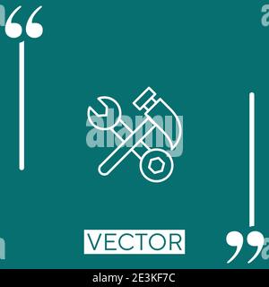 wrench and pick hammer outline vector icon Linear icon. Editable stroke line Stock Vector