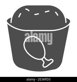 Meat muffin solid icon, bakery concept, cupcake with chicken sign on white background, fast food muffin icon in glyph style for mobile concept and web Stock Vector