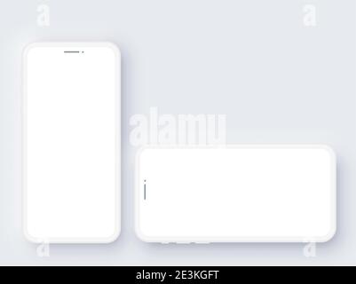 Realistic Mobile Phone Neomorphism Template Mockup Vector Stock Vector