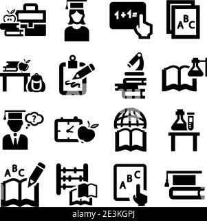 Elegant Vector Education And School Icons Set. Stock Vector