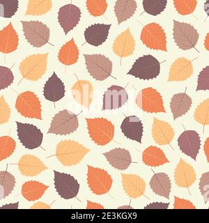 Modern artistic autumn seamless ditsy vector pattern of exotic aspen leaves. Elegant poplar leaves fall color background for printing and textile Stock Vector