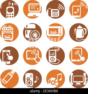 color electronic devices icons Stock Vector