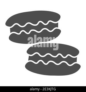Macaroon solid icon, confectionary concept, macaroon sweet dessert sign on white background, macarons icon in glyph style for mobile concept and web Stock Vector