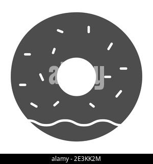 Donut with glaze solid icon, bakery concept, doughnut sign on white background, Donut with frosting and sprinkles icon in glyph style for mobile Stock Vector