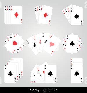 Playing Poker Cards. Vector illustration, four suits Stock Vector