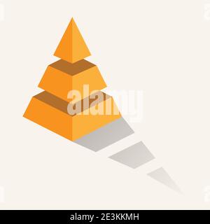 three-dimensional pyramid with a shadow. Infographic chart for presentation, business strategy, project development schedule or training stages. Flat Stock Vector