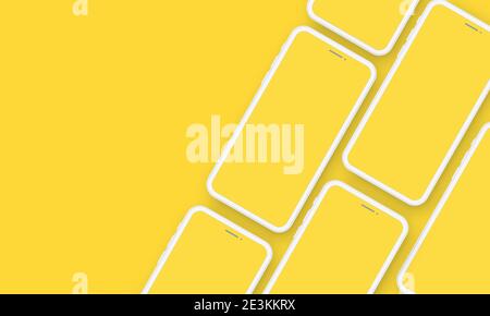 Realistic Mobile Phone Neomorphism Template Mockup Vector. 3D Front Perspective Stock Vector