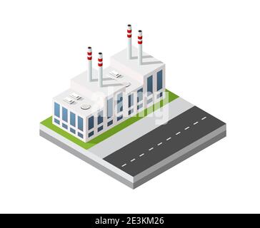 Isometric 3D city module industrial urban factory Stock Vector