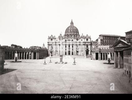 Vintage 19th century photograph: St Peter's Square and the Vatican, Rome, Italy. Stock Photo