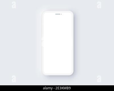 Realistic Single Mobile Phone Neomorphism Template Mockup Vector Stock Vector