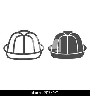 Pie line and solid icon, bakery concept, cupcake sign on white background, Baked cake icon in outline style for mobile concept and web design. Vector Stock Vector
