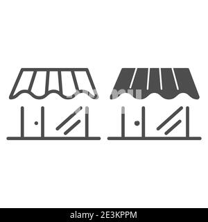 Shop facade line and solid icon, Bakery concept, Baking shop building sign on white background, Bread store icon in outline style for mobile concept Stock Vector