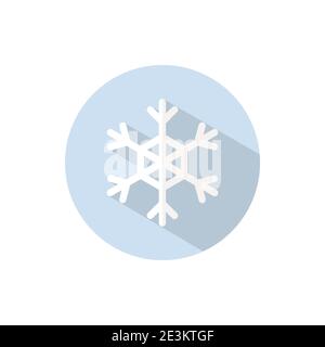 Snowflake. Flat color icon on a circle. Weather vector illustration Stock Vector