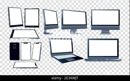 bundle of twelve devices mockup branding icons vector illustration design Stock Vector