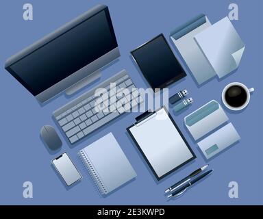 bundle of nine mockup branding elements icons vector illustration design Stock Vector