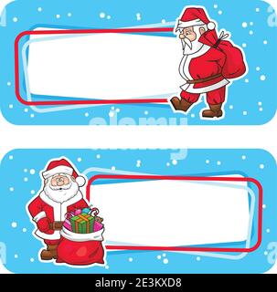 Blank Gift Tags With Santa Claus, Isolated On White Background, Vector Illustration. Stock Vector