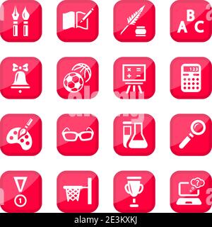 Black School Vector Icon Set for web and mobile. All elements are grouped. Stock Vector